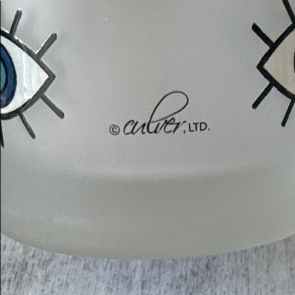 Culver Blue Evil Eye Pattern Frosted 2 Glasses Set